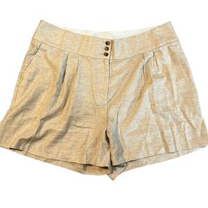 Lane Bryant Linen Blend Shorts Size 18 Buttons Elastic Stretch Pockets